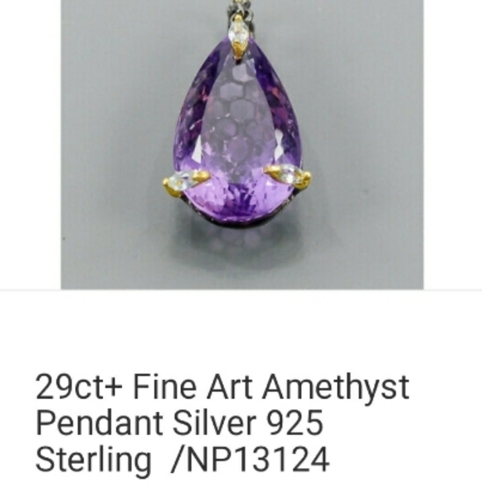 Genuine Amethyst Tear Shaped Pendant T5